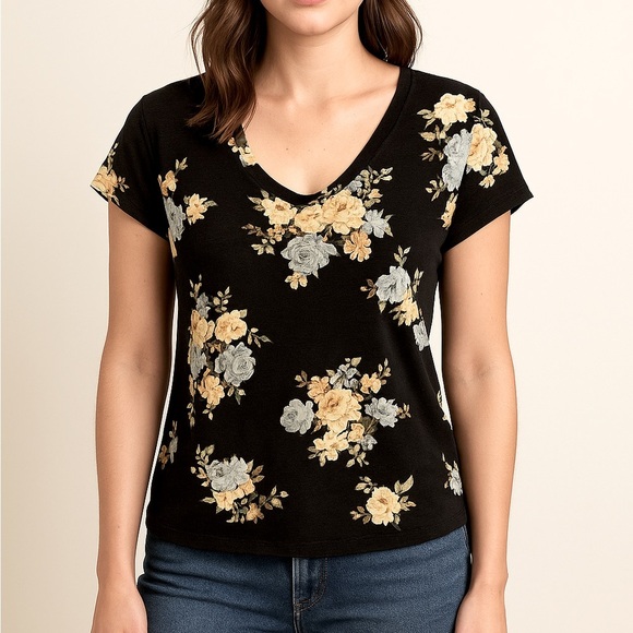 LOFT navy floral top, size small - Picture 1 of 9